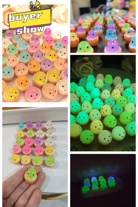 20PCS Luminous Chick Eggs Micro Landscape Ornament Easter Toys Birth Egg Glow in Dark Fairy Miniature Flower Potted Kids Gift