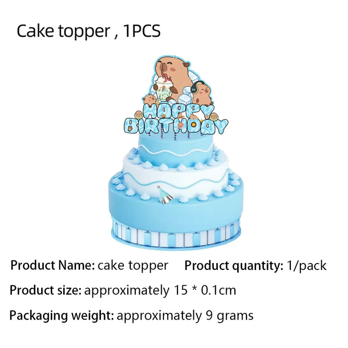 Capybara Birthday Decoration Cartoon Tableware Cups Plate Napkin Balloons Capybara Theme Birthday Party Decoration Supplies Kit