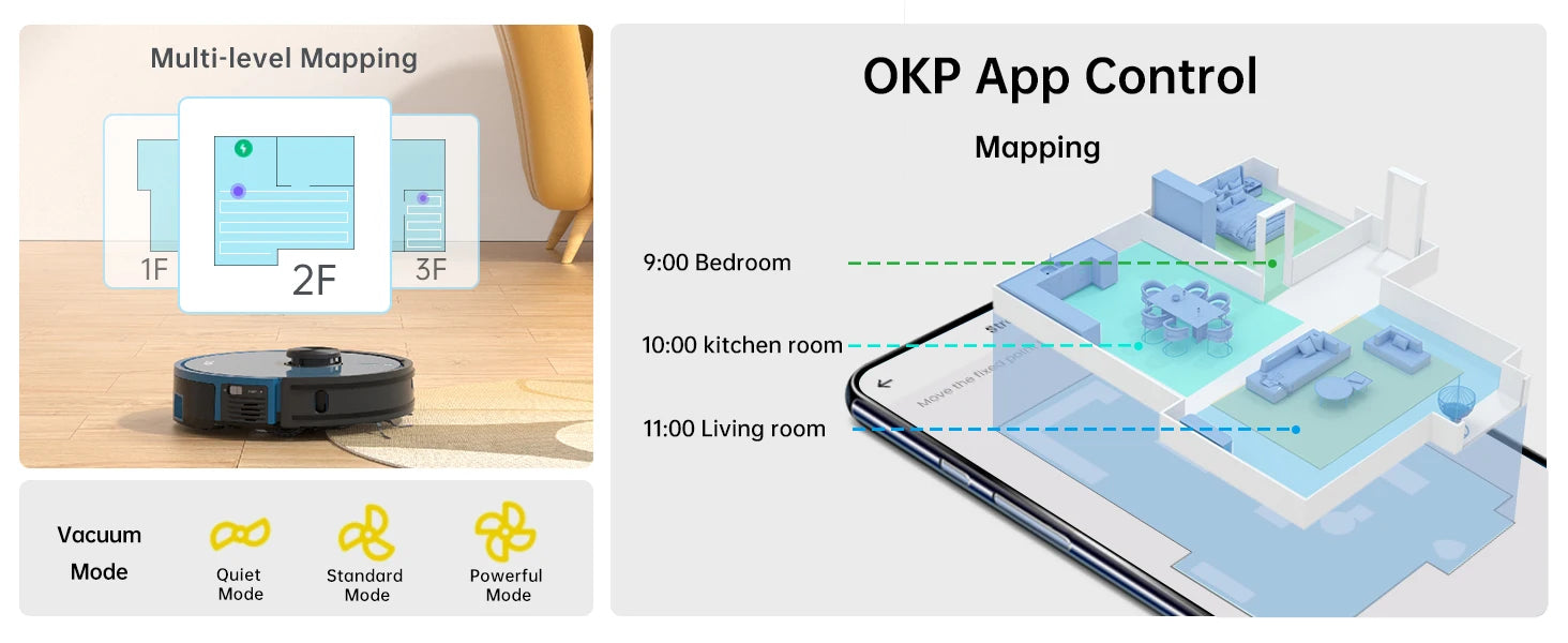 OKP L3 Robot Vacuum with Self-Empty Dock, 3800Pa Suction ,Lidar Navigation, 5L Dust-Bag Hands-Free Cleaning for up to 10 Weeks