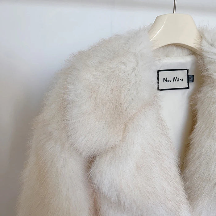 Luxury Brand Runway Fashion Gradient Cropped Fluffy Fur Jacket Coat