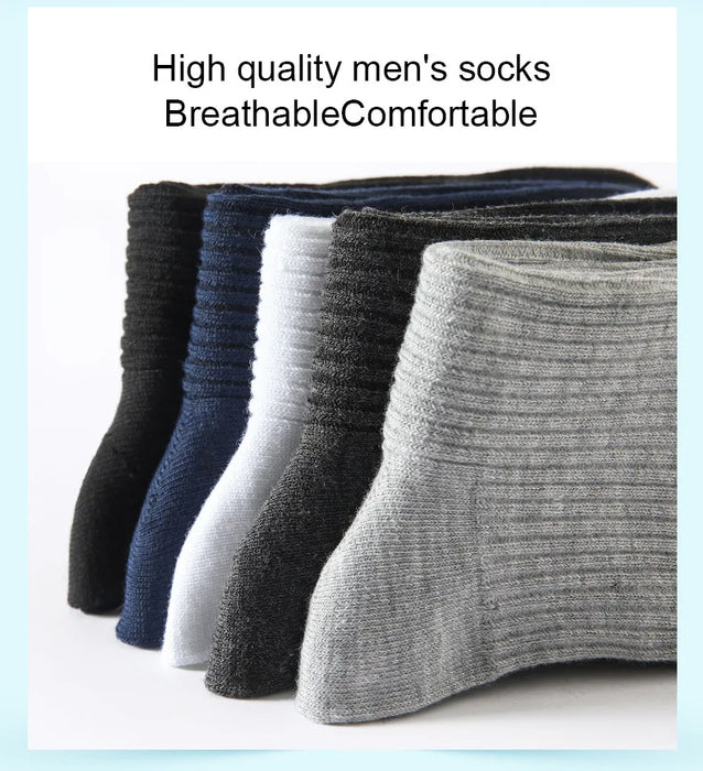 HSS Brand 5 Pairs/Lot Men‘s Socks Cotton Casual Business Stripe Socks Deodorant Breathable Black White Travel Winter Socks Man