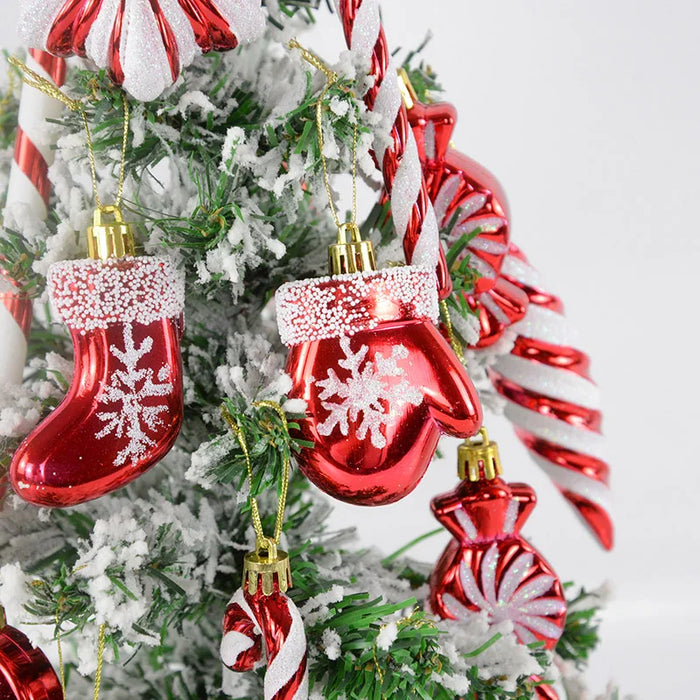 6pcs/set Christmas Candy Pendants Colorful Lollipop Cane Hanging Ornaments