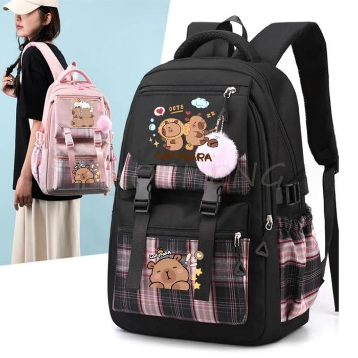 Backpack Lovely Capybara Print Women Laptop Computer Large Capacity School Backpacks for Girls Teenage Packsack 4 Color Gift