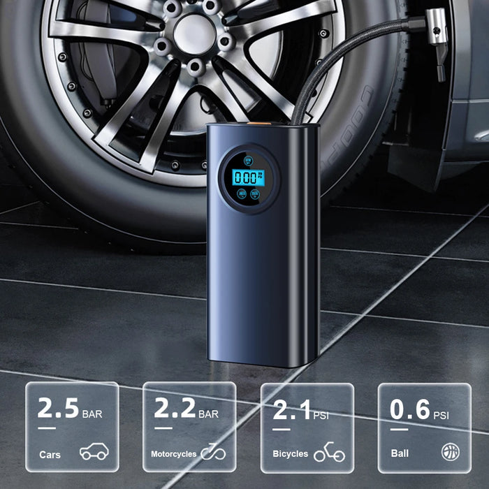 Electric Air Compressor Rechargeable High Precision Car Tyre Inflator LCD Display Portable Air Pump for Car Motorcycle Bike Ball