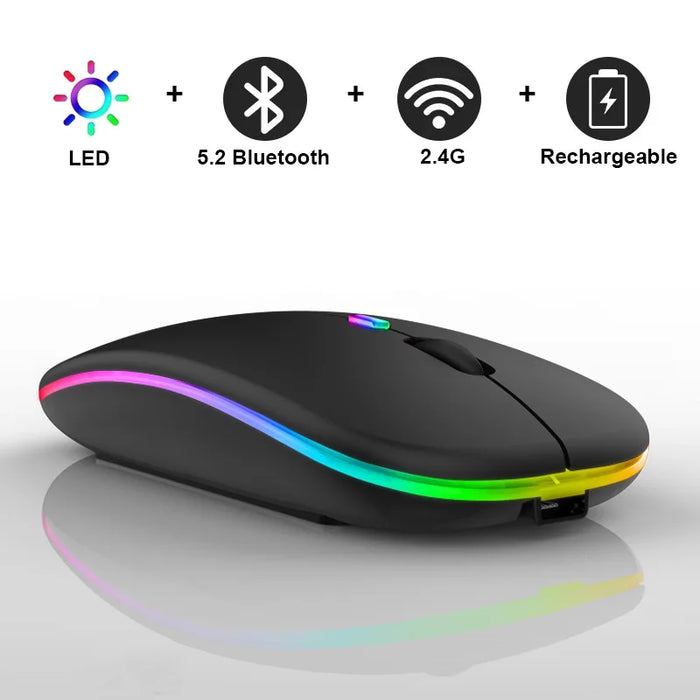 Rechargeable Wireless Mouse LED Backlit Mouse Laptop Computer Mouse 2.4Ghz