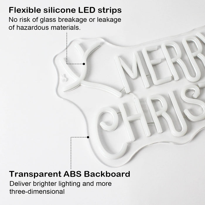 Merry Christmas Neon Sign Christmas Hat Dimmable LED Sign
