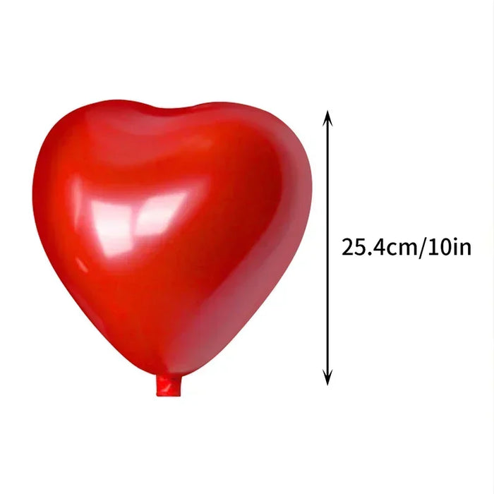 50/100pcs 10inch Red Heart Balloons Valentines Day Balloon for Valentines Decoration