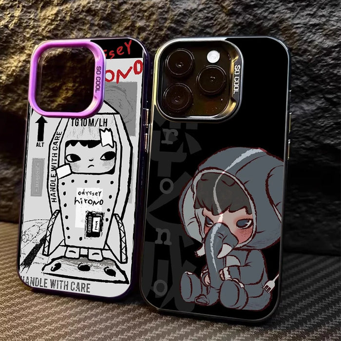 Cartoon Graffiti Hirono Phone Case For iPhone 16 Pro Max 15 14 13 Pro Max 16 Plus Hard Shockproof Matte Back Cover
