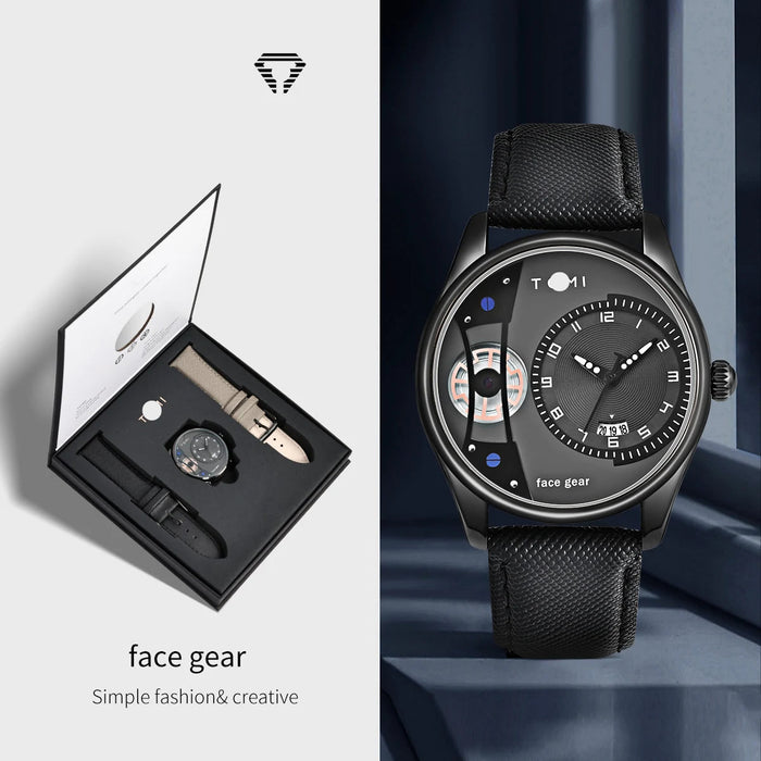 Set Gift Box for Men's Minimalist Business Watch Luxury Versatile Double Strap Detachable Watch Festival Gift