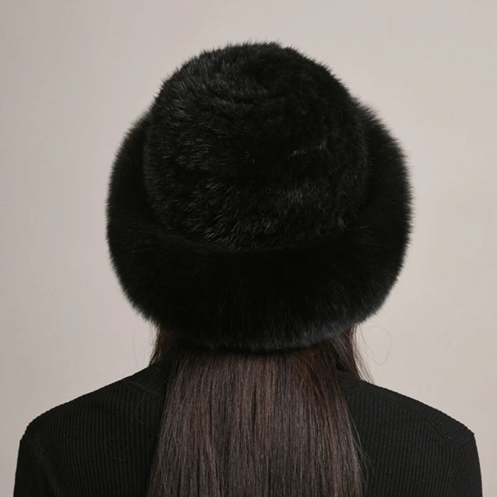 New Women Winter Luxury Knitted Real Mink Fur Bomber Hat Natural Warm Fox Fur Cap Girls Quality Soft 100% Genuine Mink Fur Hats