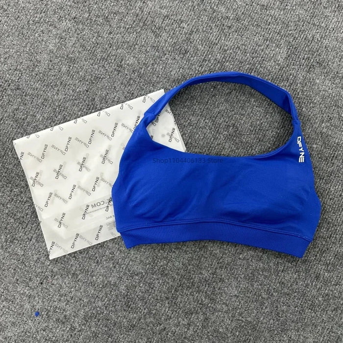 Impact Sports Bra Women Seamless Halter Neck Strap Bra with Logo Padded Open Back Yoga Top Bra Medium Support Gym Crop Top