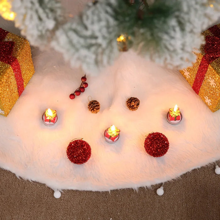 Christmas Christmas tree skirt base decoration pure white plush carpet