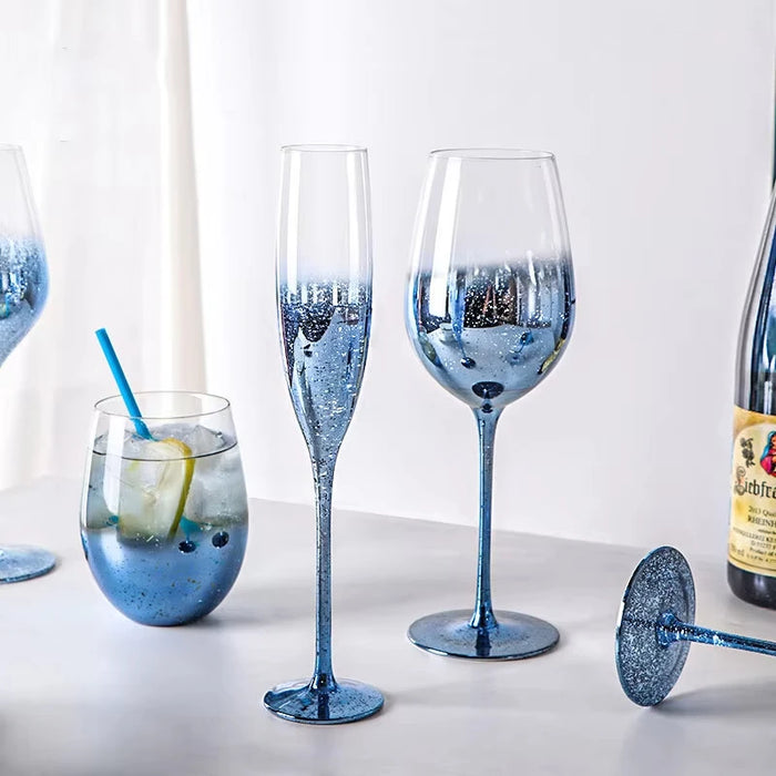 Blue Starry Sky Crystal Glass Goblet Red Wine Glass Mug Home High Value Party Grape Champagne Glass Cocktail Set Furniture Items