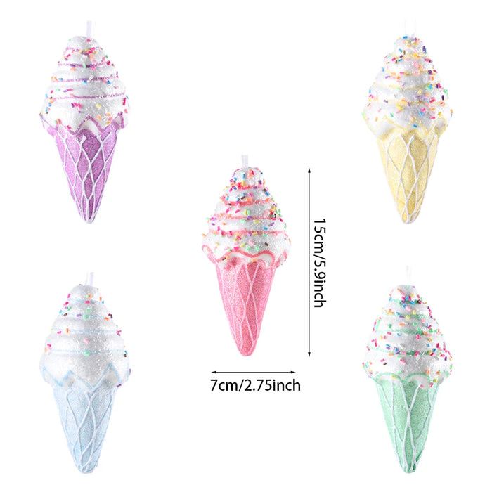 Mix Cute Candy Donuts Cupcake Ice Cream Cone Christmas Ornaments