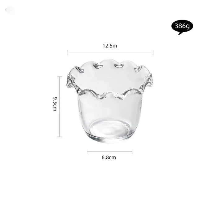 Transparent Dessert Glass Bowl Vertical Lace Fruit Salad Breakfast Bowl Syrup Dim Sum Oatmeal Bowl