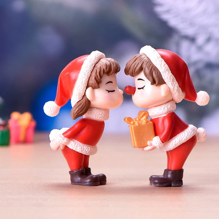 A Pairs Mini Lovers Snowman Santa Claus Miniature