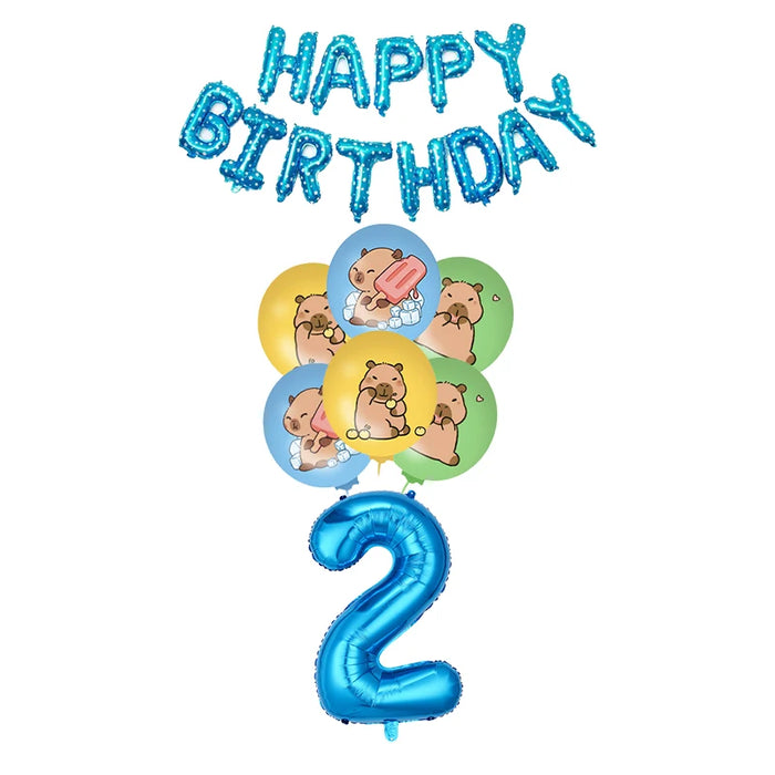 Capybara Birthday Decoration Cartoon Tableware Cups Plate Napkin Balloons Capybara Theme Birthday Party Decoration Supplies Kit
