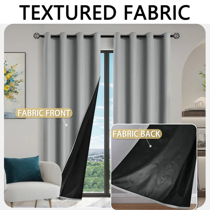 2pcs Blackout Thermal Curtains With Coating Insulated Liner, Window Curtains for Bedroom, Living Room, Dining Room, Home Decor
