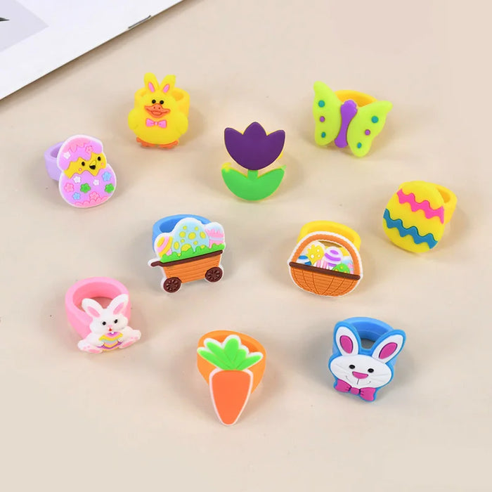 Easter Kids Gift Rabbit Eggs Bracelets Silicone Ring Keychains Happy Easter Birthday Party Favors Goodie Bag Basket Filler Toys
