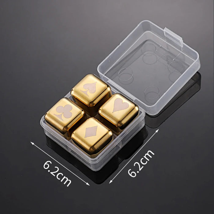 Reusable Stainless Steel Ice Cubes, 304 Steel Chilling Stones for Whiskey, Wine, Beer, Drink, Quick-Freeze Cooling Rock Bar Tool