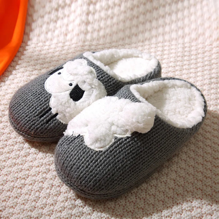 Winter Women's Slippers Cartoon Cute Dog Indoor Warm Non-slip Soft Sole Good Breathable Homeshoes Fashion Causal Cotton Shoes
