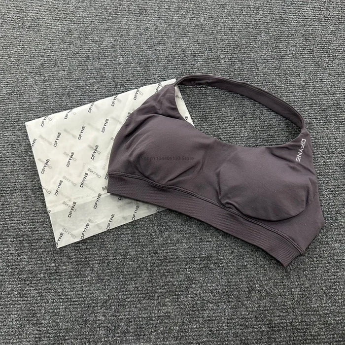 Impact Sports Bra Women Seamless Halter Neck Strap Bra with Logo Padded Open Back Yoga Top Bra Medium Support Gym Crop Top