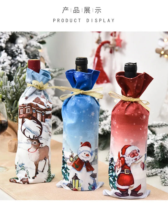 Christmas Wine Bottle Cover Merry Christmas Decorations