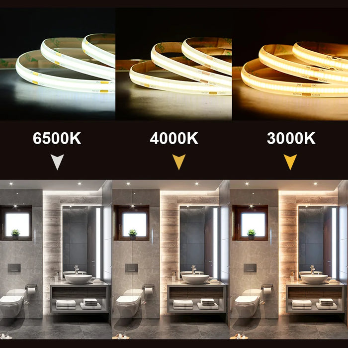 COB LED Strip Light IP65 Waterproof 480 LEDs/m