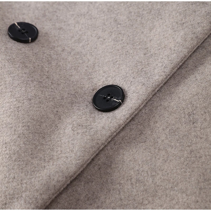 Retro Loose Casual Woolen Coats Double Breasted Stand Collar Short Jacket