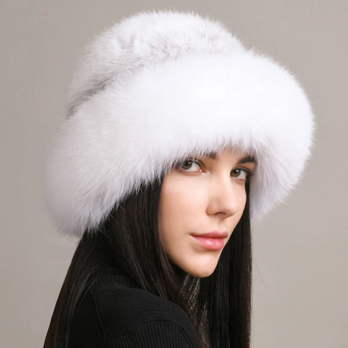 New Women Winter Luxury Knitted Real Mink Fur Bomber Hat Natural Warm Fox Fur Cap Girls Quality Soft 100% Genuine Mink Fur Hats