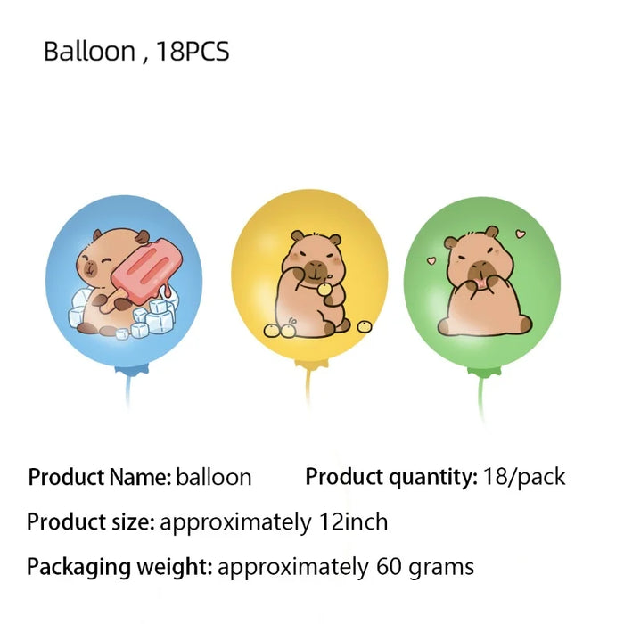 Capybara Birthday Decoration Cartoon Tableware Cups Plate Napkin Balloons Capybara Theme Birthday Party Decoration Supplies Kit
