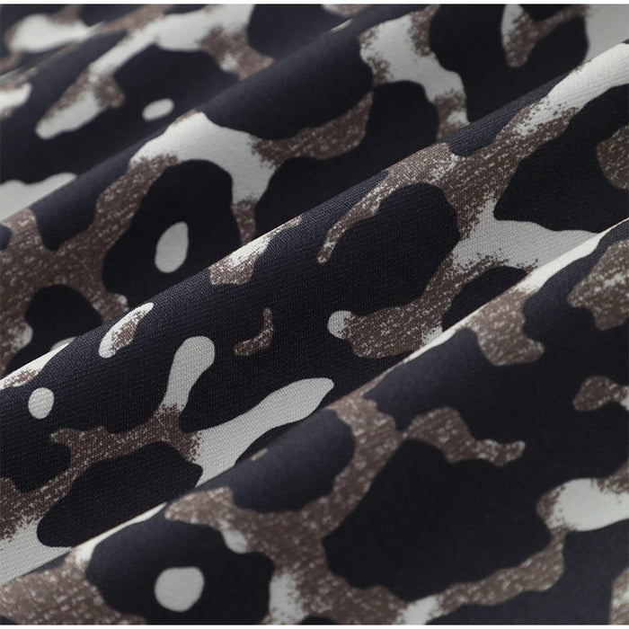 Fashion Leopard Zipper Long Sleeved Women's Jacket Retro Round Neck