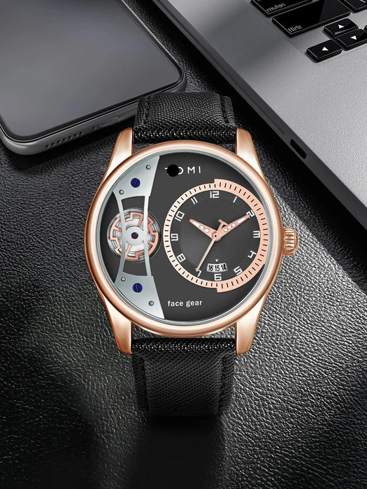 Set Gift Box for Men's Minimalist Business Watch Luxury Versatile Double Strap Detachable Watch Festival Gift