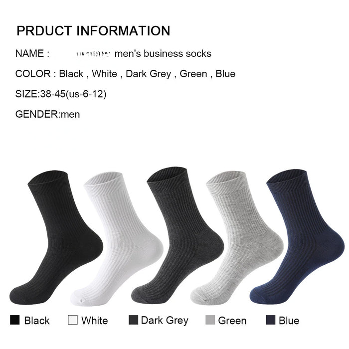 HSS Brand 5 Pairs/Lot Men‘s Socks Cotton Casual Business Stripe Socks Deodorant Breathable Black White Travel Winter Socks Man