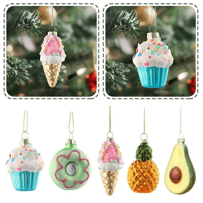 Christmas Tree Decorations Avocado Fruit Pineapple Cupcake Donut Ice Cream