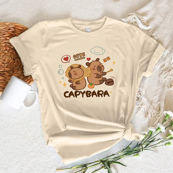 Funny Capybara T-shirts Men Women Summer Cute Animal T Shirt Short Sleeve Graphic T Shirts Streetwear Women's Clothing
