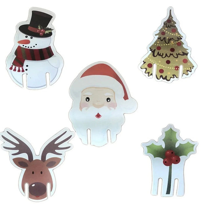 10pc/set Wine Cup Card Christmas Decor Santa Hat Glass Decor Xmas Tree