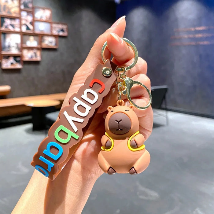 Cute Capybara Animal Keychains For Creative Car Keychain Cartoon Capibala Pendant Women Doll Keyring Charm Holiday Gifts Jewelry
