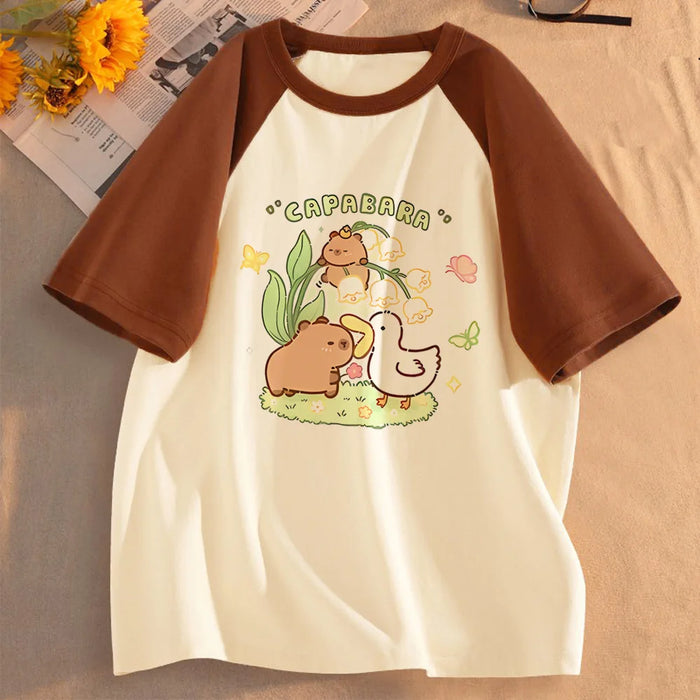 Funny Capybara T-shirts Men Women Summer Cute Animal T Shirt Short Sleeve Graphic T Shirts Streetwear Women's Clothing