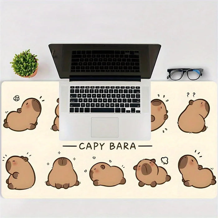 Cute Cartoon Brown Capybara Mouse Pad Large Computer Office Game Table Mats XXL 90x40 Rubber Non-slip Keyboard Mat Long Desk Pad
