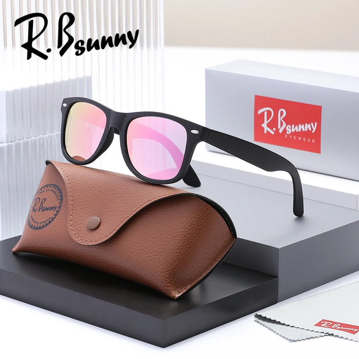 RBsunny Classic Polarized Sunglasses Men Women Outdoor UV400 Retro Black Frame Glasses Male Fashion Anti Glare Driving Eyewear