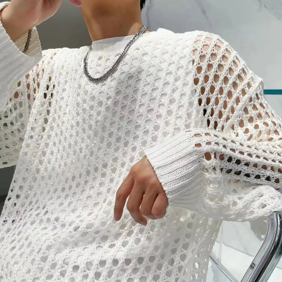 Summer Vintage Hollow Out Loose Knitting T-shirt