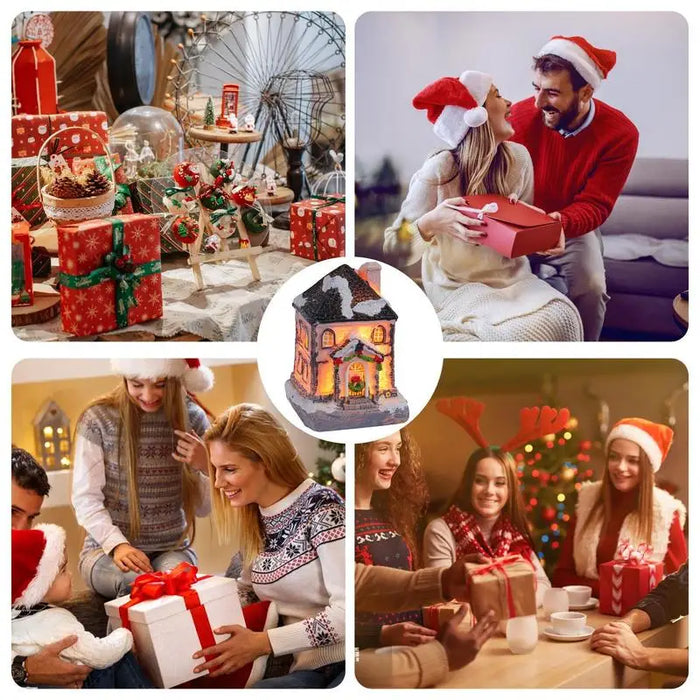 LED Village House Light Up Christmas Village House Resin Light Beacon Table