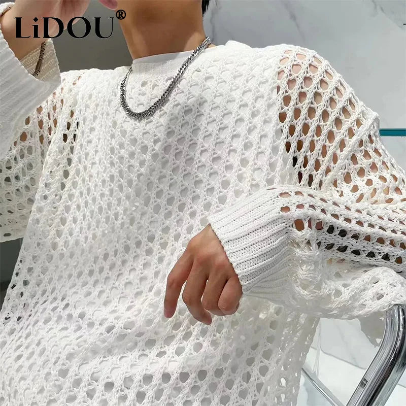 Summer Vintage Hollow Out Loose Knitting T-shirt