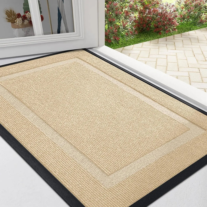 Front Door Mat Indoor Outdoor Entrance Waterproof Sturdy Natural Rubber Fade Resistant Easy Clean Patio Porch Door Mat