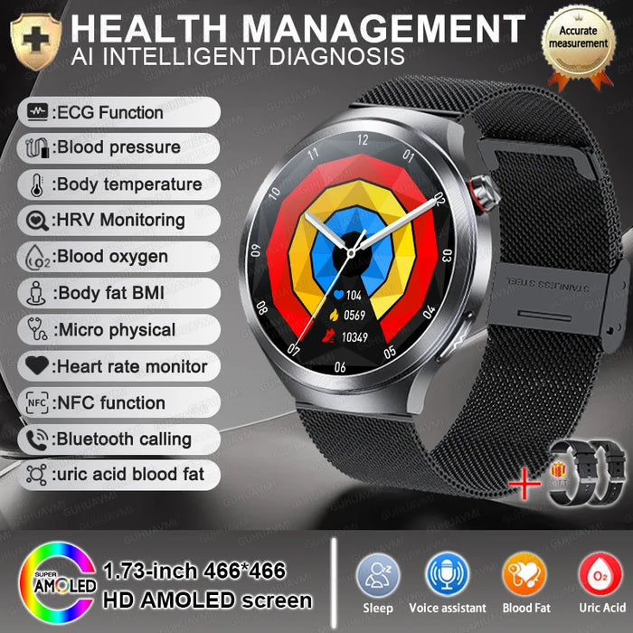 2025 New Micro Physical Examination ECG SmartWatch Blood Pressure Emotional Detection Fatigue Monitoring Smartwatch