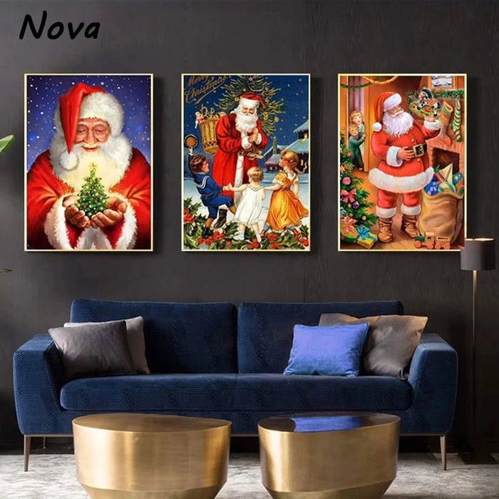 Christmas Canvas Poster Scenery Oil Painting and Prints Christmas Decoration