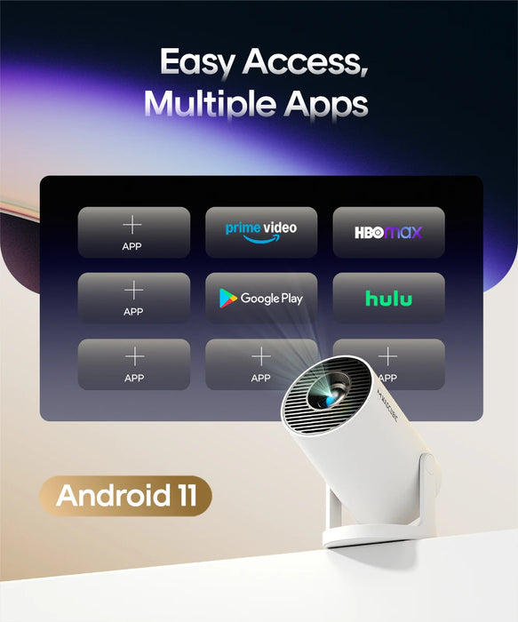 Magcubic Projector Android 11 4K 1280*720P HY300 Pro + Dual Wifi 290ANSI 180°flexible BT5.0 Cinema Outdoor Portable Projector