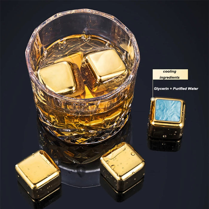 Reusable Stainless Steel Ice Cubes, 304 Steel Chilling Stones for Whiskey, Wine, Beer, Drink, Quick-Freeze Cooling Rock Bar Tool