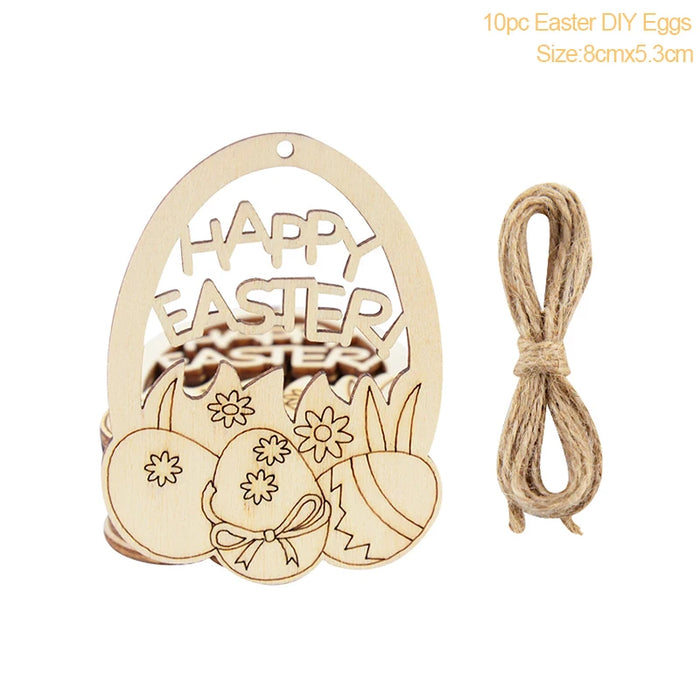 Easter Decoration for Home Wooden Easter Egg Holder Shelves DIY Craft Handmade Ornaments Kids Gift Happy Easter Party Decor 2025